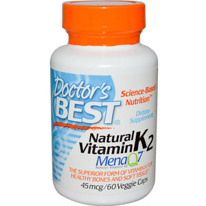 Doctor's Best, Natural Vitamin K2, Mena Q7, 45mcg, 60 VCaps