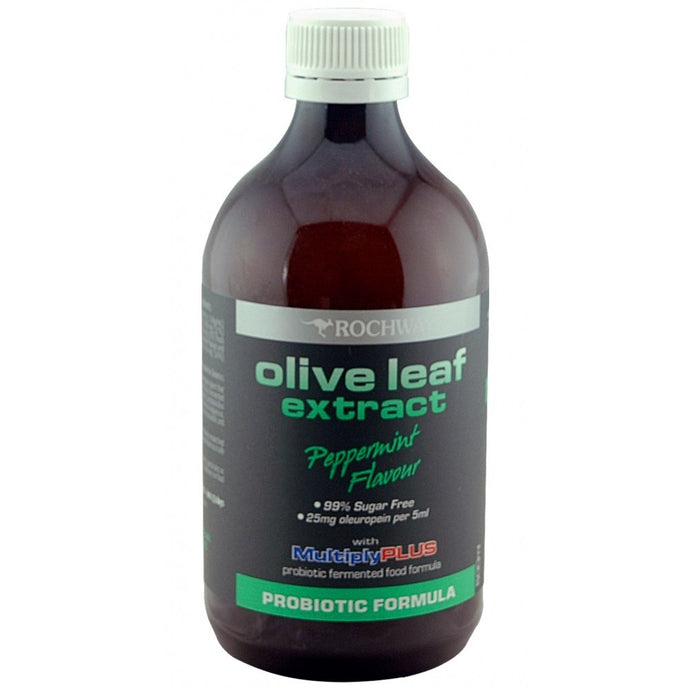 Rochway, Olive Leaf Extract, with MultiplyPLUS, Probiotic Formula, Peppermint, 500 ml