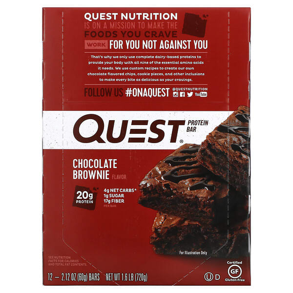 Quest Nutrition Protein Bar Chocolate Brownie 12 Bars 60g Each