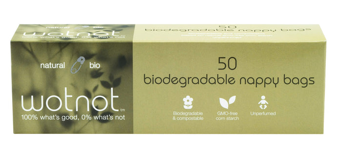 Wotnot, Nappy Bags, 50 GMO-Free, Biodegradable Nappy Bags