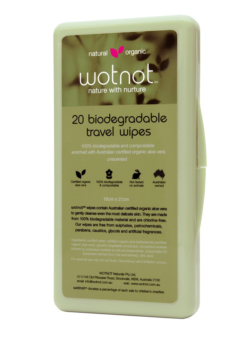 Wotnot, Biodegradable Travel Wipes, 20 Wipes