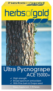Herbs of Gold, Ultra Pycnogrape, ACE 15000 +, 90 Tablets