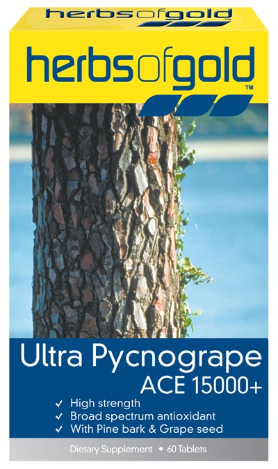 Herbs of Gold, Ultra Pycnogrape ACE 15000 +, 60 Tablets
