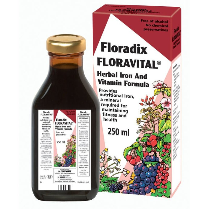 Flora Salus-Haus Floradix Floravital Liquid Iron & Vitamin Formula Yeast & Gluten Free 250ml 8.5 fl oz