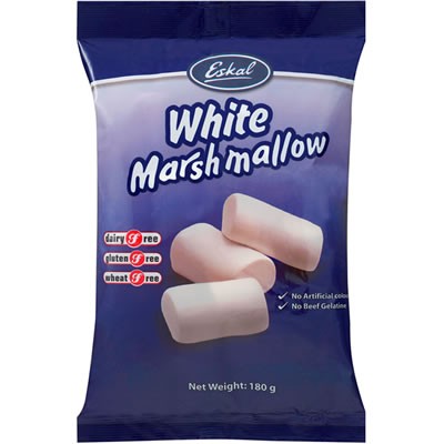 Eskal, White Marshmallows, 180 g