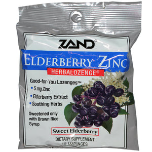 Zand, Elderberry Zinc, Herbalozenge Sweet Elderberry, 15 Lozenges