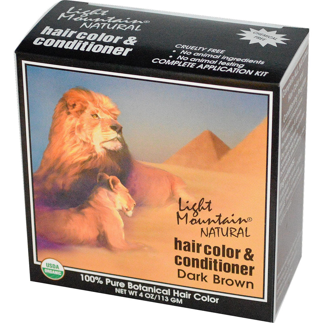 Light Mountain, Organic Hair Color & Conditioner, Dark Brown,113 g, 4 Oz