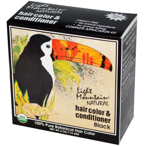 Light Mountain, Organic Hair Color & Conditioner, Black 113 g, 4 oz