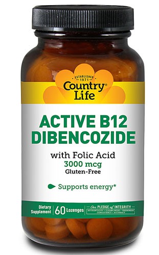 Country Life Gluten Free Active B12 DiBencozide 3000 mcg 60 Lozenges