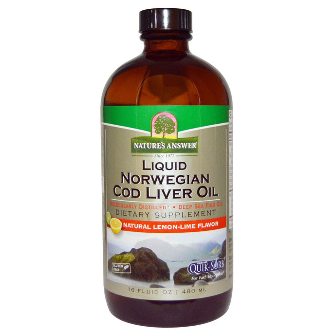 Nature's Answer, Liquid Norwegian Cod Liver Oil, Natural Lemon-Lime Flavor, 480 ml, 16 fl oz