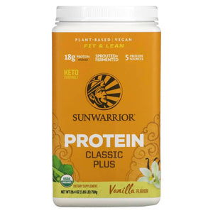 Sunwarrior, Classic Plus Protein, Organic Plant Based, Vanilla, 1.65 lb (750 g)