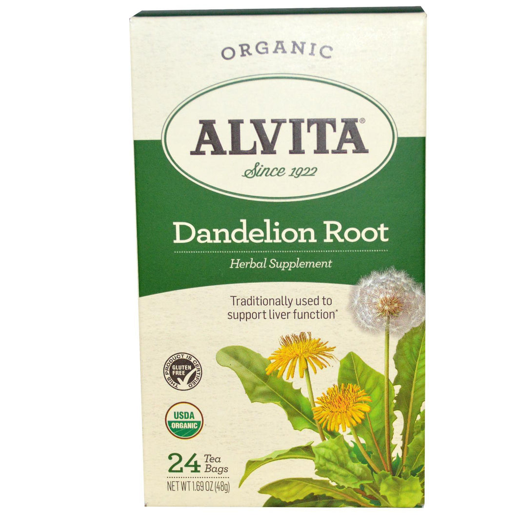 Alvita Teas, Organic Botanical Tea, Dandelion Root, Caffeine Free, 16 Individually Wrapped Tea Bags, 1.13 oz (32 g)