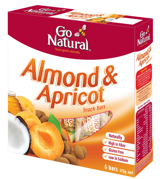 Go Natural, Multi Pack, Almond & Apricot, 175 g, 5 Packs X 8 Snack Bars