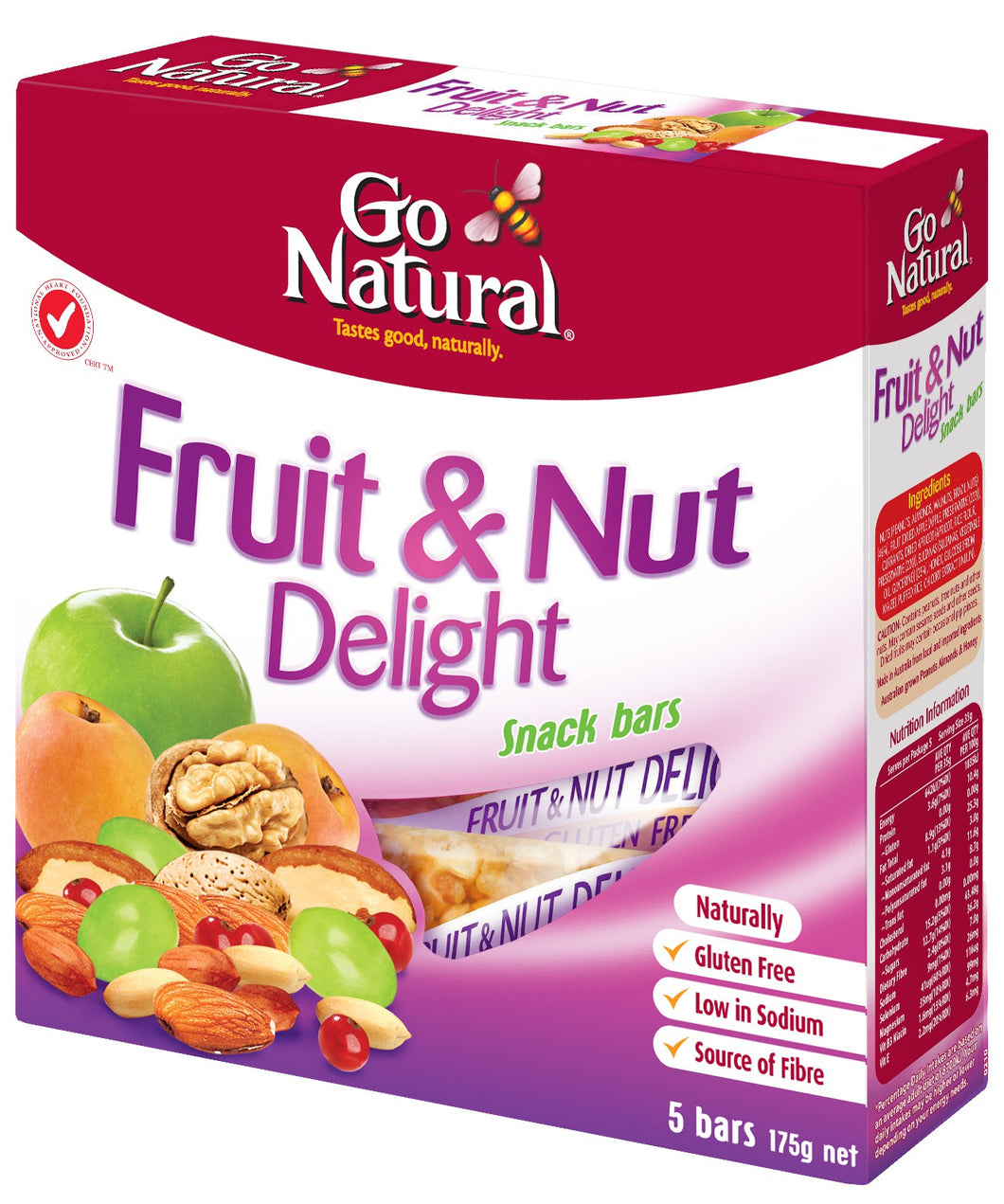 Go Natural, Multi Pack, Fruit & Nut Delight, 175 g, 5 Packs X 8 Snack Bars