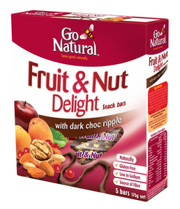 Go Natural, Multi Pack, Fruit & Nut Delight with Dark Choc Ripple, 175 g, 5 Packs X 8 Snack Bars