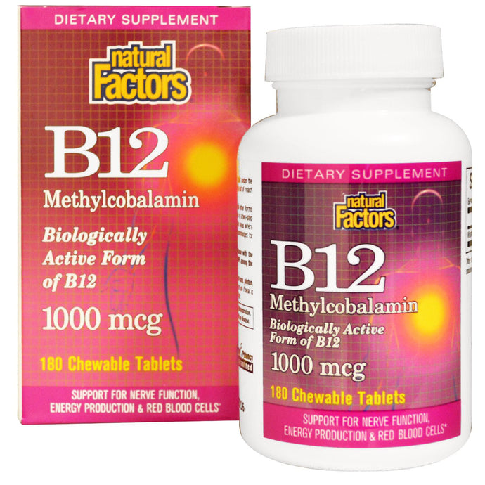 Natural Factors B12 Methylcobalamin 1000 mcg 180 Chewable Tablets