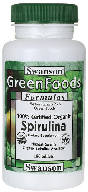 Swanson GreenFoods Formulas Certified Organic Spirulina 500mg 180 Tablets