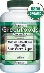 Swanson GreenFoods Formulas Certified Organic Klamath Blue-Green Algae 500mg 90 Tablets