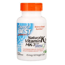 Load image into Gallery viewer, Doctor&#39;s Best Natural Vitamin K2 MK-7 with MenaQ7 45mcg 60 Veggie Caps