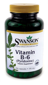 Swanson Premium Vitamin B-6 - (Pyridoxine), 100mg 250 Capsules