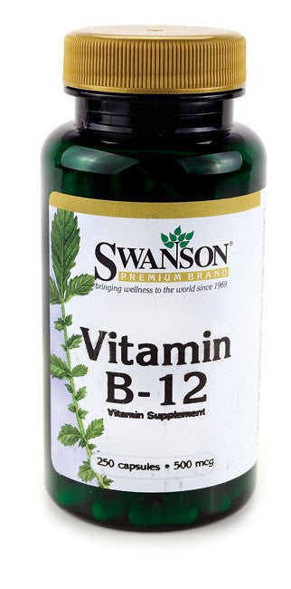 Swanson Premium Vitamin B-12 500mcg 250 Capsules - Vitamin Supplement