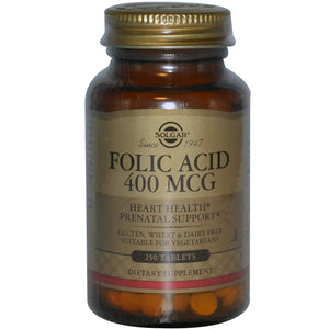 Solgar Folic Acid 400 mcg 250 Tablets - Dietary Supplement