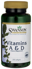 Load image into Gallery viewer, Swanson Premium Vitamin A &amp; D 5000/400IU 250 Softgels