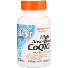 Load image into Gallery viewer, Doctor&#39;s Best High Absorption CoQ10 with BioPerine 100mg 120 Softgels