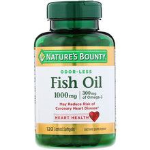 Load image into Gallery viewer, Nature&#39;s Bounty Odorless Fish Oil 1000mg 120 Coated Softgels