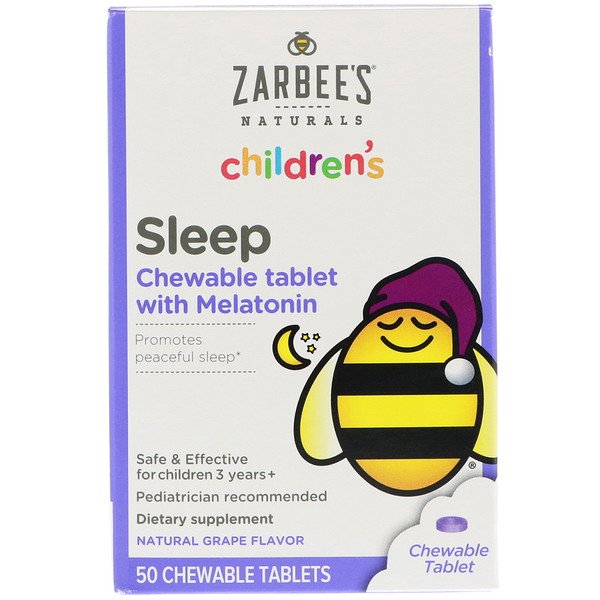 Zarbee's Melatonin Natural Grape Flavor 50 Chewable Tablets