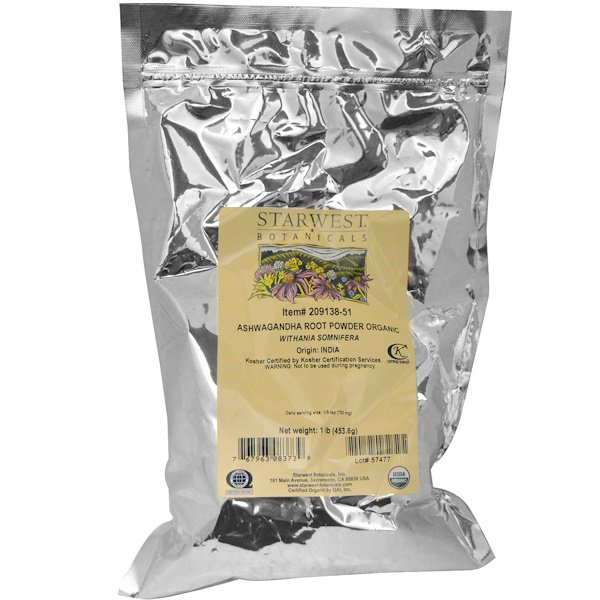 Starwest Botanicals Organic Ashwagandha Root Powder 1 lbs (453.6 g)