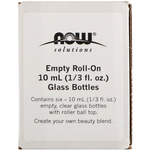 Now Foods Empty Roll-On 10ml (1/3 fl. oz.) Glass Bottles 6 - 1/3 fl oz (10ml) Bottles