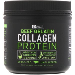 Sports Research Beef Gelatin Collagen Protein Unflavored 16 oz (454g)