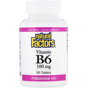 Natural Factors Vitamin B6 Pyridoxine HCl 100mg 90 Tablets