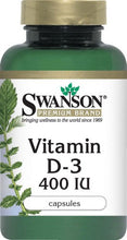 Load image into Gallery viewer, Swanson Premium Vitamin D3 400 IU 250 Capsules