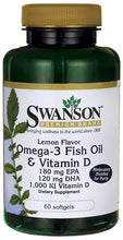Load image into Gallery viewer, Swanson Premium Lemon Flavor Omega-3 Fish Oil &amp; Vitamin D 60 Softgels