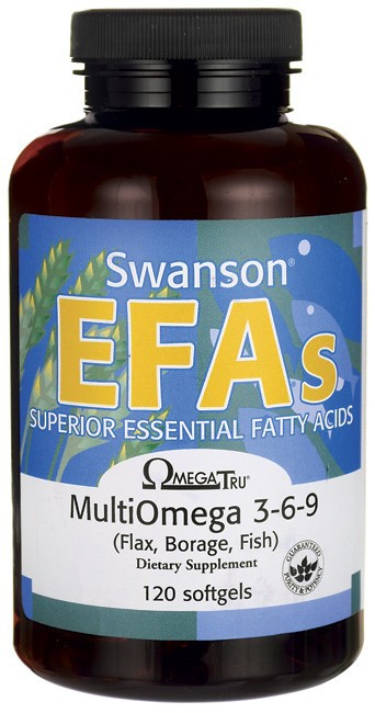 Swanson EFAs MultiOmega 3-6-9 (Flax, Borage, Fish) 1200mg 120 Softgels