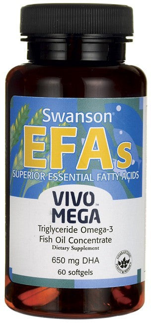 Swanson EFAs VivoMega Triglyceride Omega-3 Fish Oil Concentrate 60 Softgels