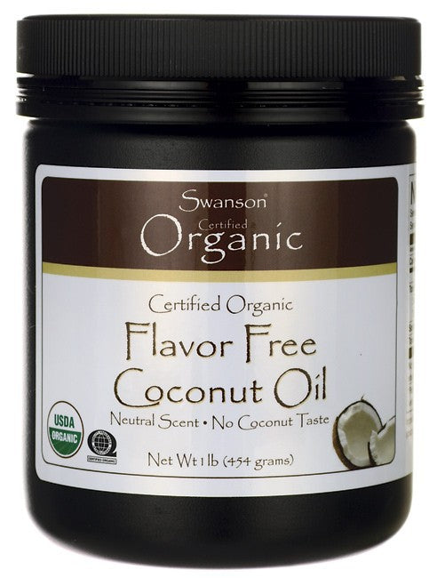 Swanson Certified Organic Flavour Free Coconut Oil 454gm