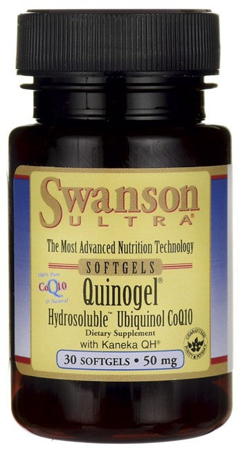 Swanson Ultra Quinogel (Hydrosoluble Ubiquinol CoQ10) 50mg 30 Softgels