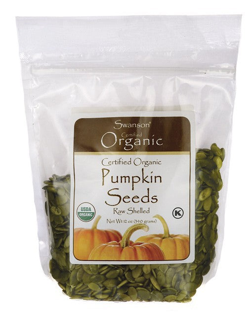Swanson Certified Organic Pumpkin Seeds Raw, Shelled 340gm