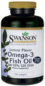 Swanson Premium Lemon Flavour Omega-3 Fish Oil 150 Softgels