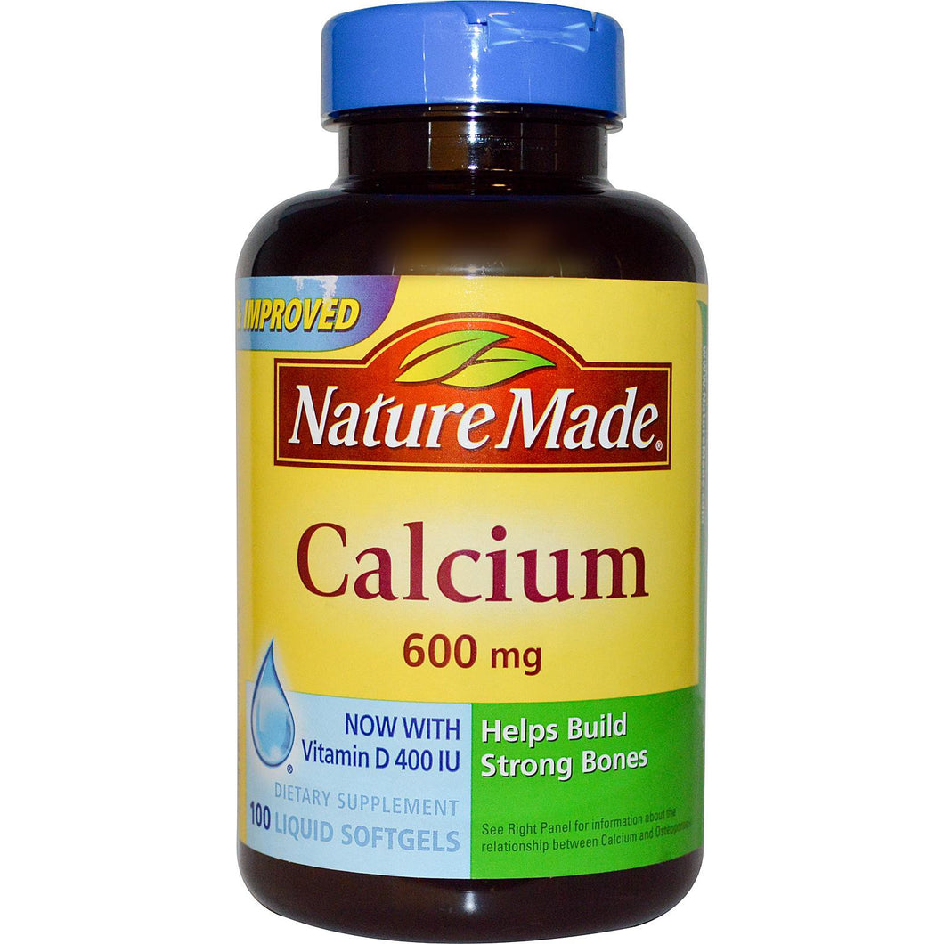 Nature Made, Calcium with Vitamin D, 400 IU/600 mg, 100 Liquid Softgels