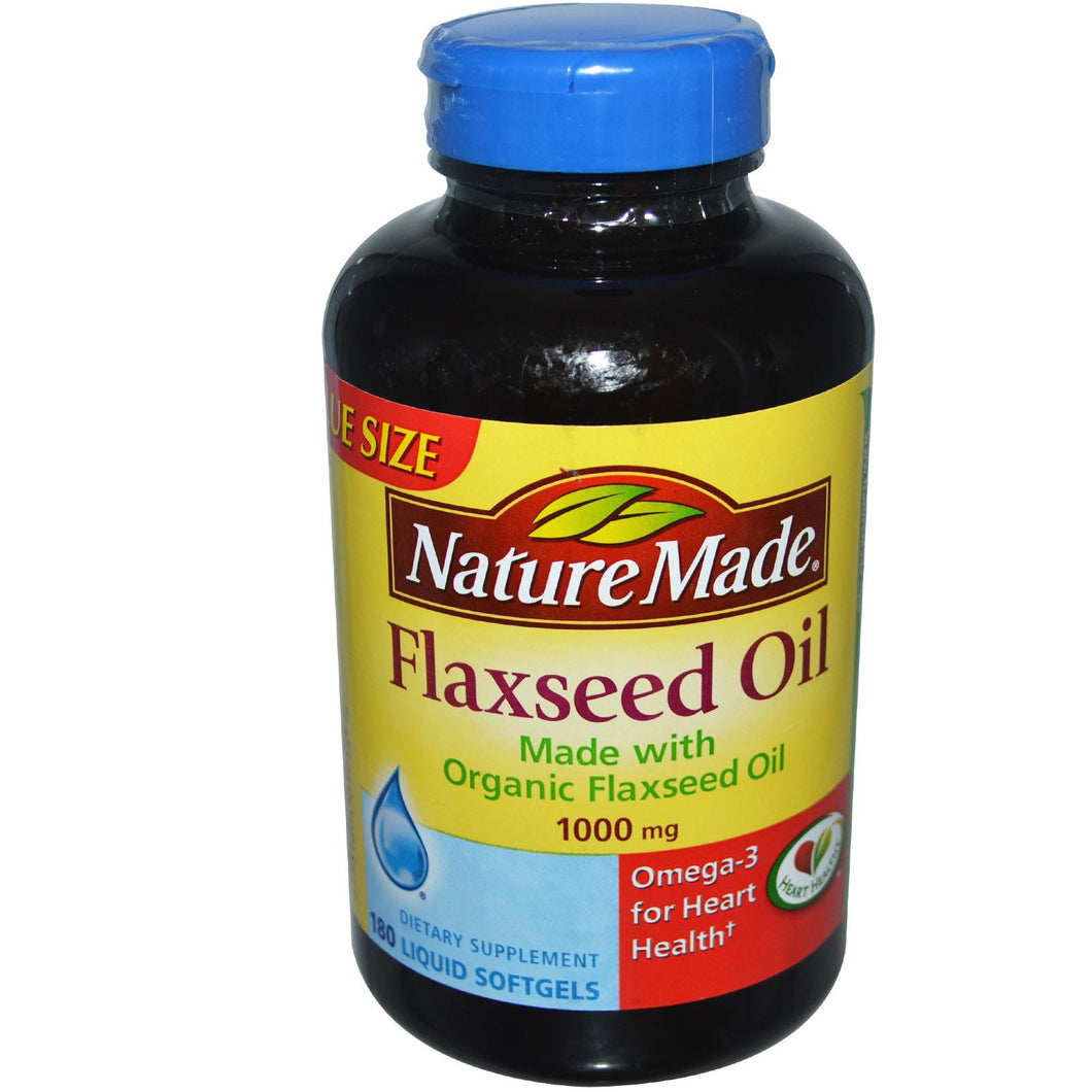 Nature Made, Flaxseed Oil, Organic, 1000 mg, 180 Liquid Softgels
