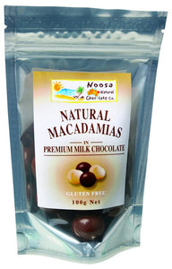 Noosa, Natural Chocolate Co., Macadamias in Premium Milk Chocolate, 100 g