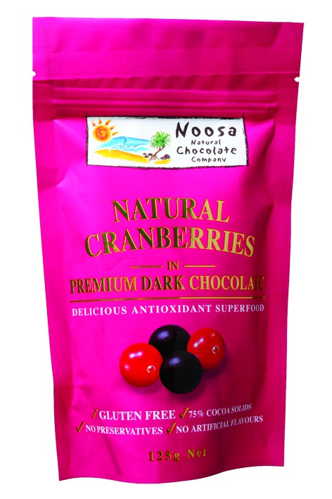 Noosa Natural Chocolate Co. Cranberries in Dark Chocolate 125 g