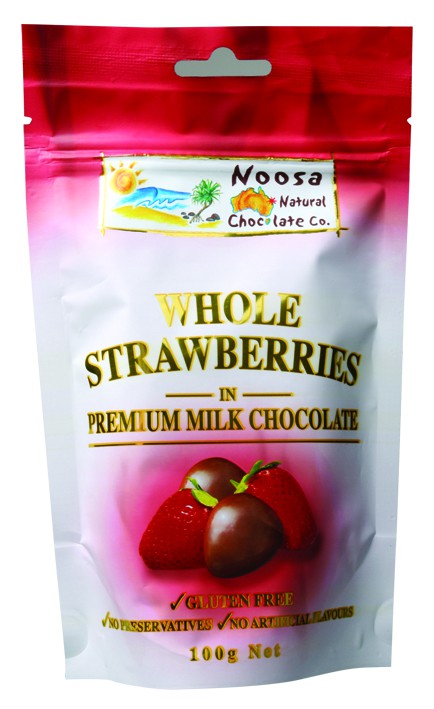 Noosa Natural Chocolate Co., Whole Strawberries in Milk Chocolate, 100 g