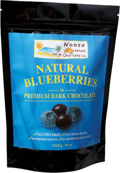 Noosa Natural Chocolate Co., Blueberries in Dark Chocolate, 300 g