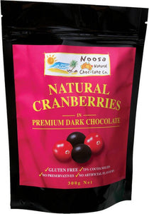Noosa Natural Chocolate Co., Natural Cranberries in Dark Chocolate, 300 g