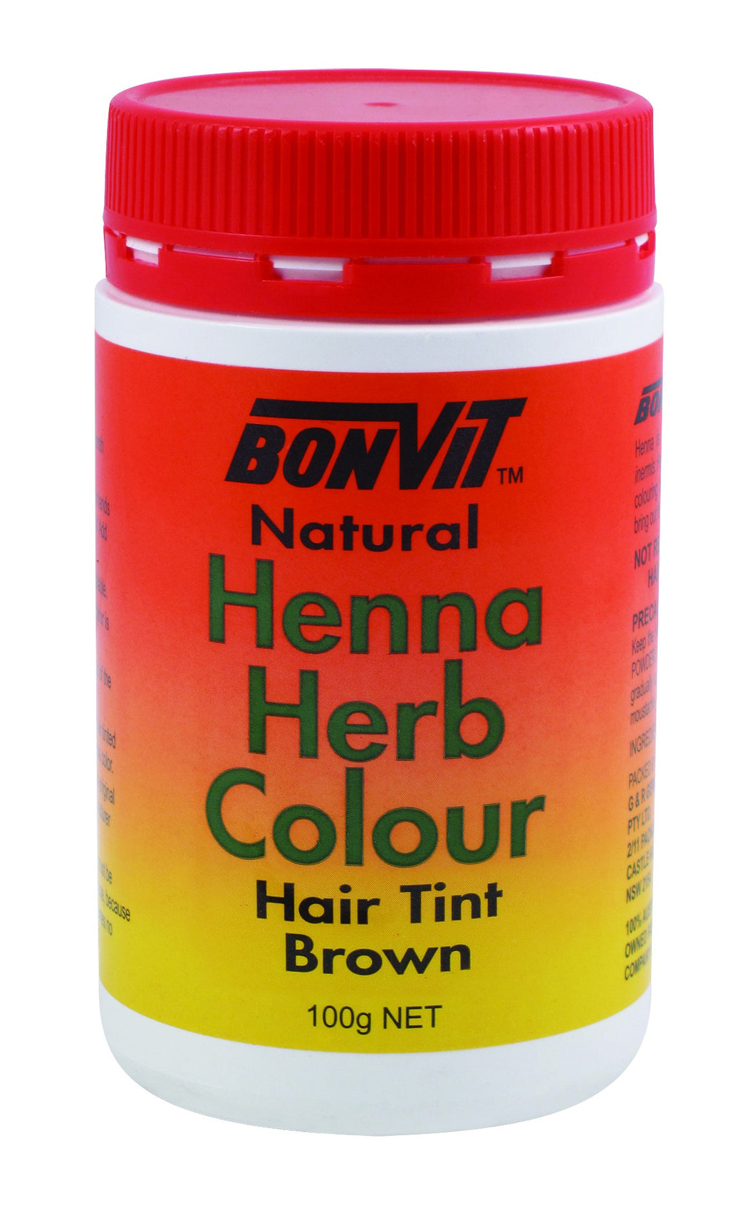 BonVit, Natural Henna Herb Colour, Hair Tint, Brown, 100 g